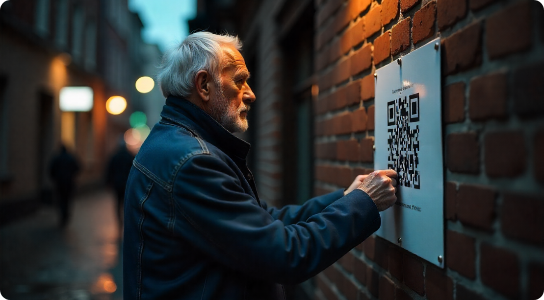 A simple QR code scan at a local business triggering a sophisticated background ecosystem of automated marketing actions